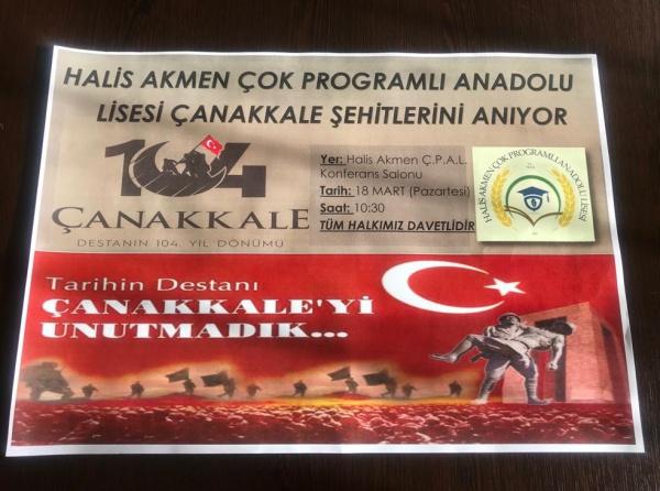 18 MART ÇANAKKALE ZAFERİ VE ŞEHİTLERİ ANMA GÜNÜ PROGRAMI